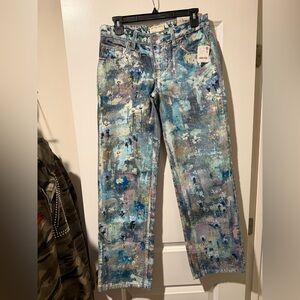 Free People Tennessee Low Rise Illusion Jeans Size 25 🔥 Hand Painted